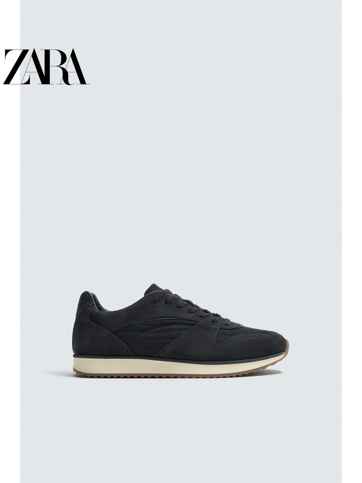 ZARA 2026 Verão Novo Sapatos Masculinos com Detalhes em Camurça e Couro: Sapatos Esportivos Casuais 2346820 400