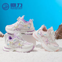 Sapatos desportivos femininos versáteis Warrior, sapatos casuais com blocos de cor de inverno, sapatos quentes de algodão forrados a fleece