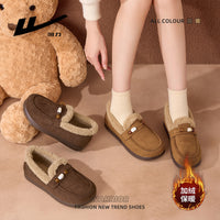 Sapatos Birkenstock quentes de inverno Warrior, sapatos femininos de um pé com calça confortável, sapatos confortáveis de algodão de cor sólida com sola fina para roupa exterior de inverno