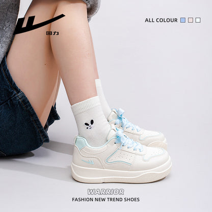 Sapatos plataforma versáteis e elegantes da Warrior, calçados femininos elegantes com blocos de cor, sapatos casuais confortáveis ao estilo coreano de alto valor estético
