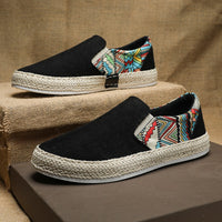 Sapatos de tecido masculinos, novos ténis de verão 2025, respiráveis, casuais casuais com sola em camadas, feitos à mão de Pequim