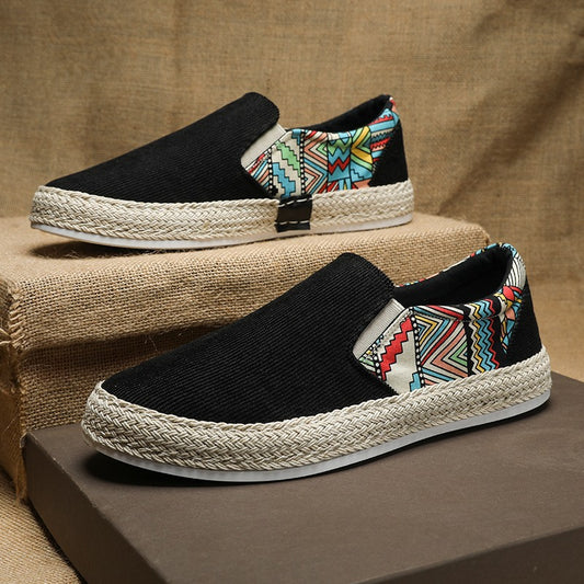 Sapatos de tecido masculinos, novos ténis de verão 2025, respiráveis, casuais casuais com sola em camadas, feitos à mão de Pequim