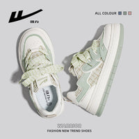 Sapatos casuais com malha verde Warrior matcha, respiráveis, sapatos femininos estilosos estilo Chanel, ténis estudantis de sola grossa para o exterior