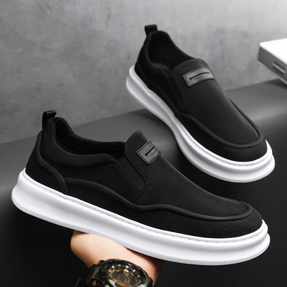 Sapatos de lona para homem, ténis desportivos casuais de verão para o verão, sapatos pretos de uma perna com sola macia e tecido da moda