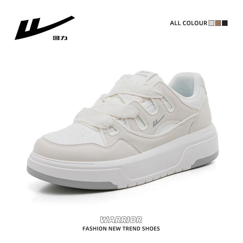 Sapatos casuais casuais de sola grossa com blocos de cor Warrior, ténis estilosos e confortáveis e versáteis na moda, sapatos masculinos de couro na moda