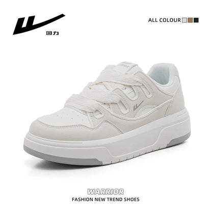 Sapatos casuais casuais de sola grossa com blocos de cor Warrior, ténis estilosos e confortáveis e versáteis na moda, sapatos masculinos de couro na moda