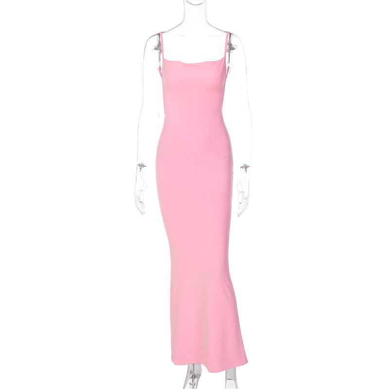 Verão INS 2026 Vestido Feminino Feminino Sexy Sexy Fit-less Spaghetti Strap Strap para mulheres