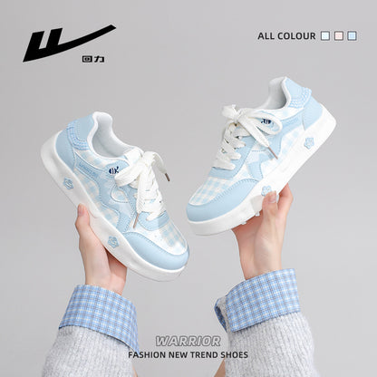 Warrior 2026 Novos sapatos de camada única com blocos de cor, ténis simples e versáteis confortáveis, sapatos femininos modernos de alta estética