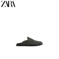 ZARA Coleção Verão 2026 Sapatos Masculinos: Sapato de Couro com Aba, Bico Redondo e Sola de Madeira (2761720 802)