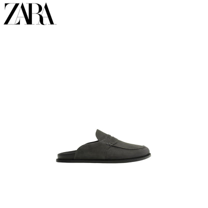 ZARA Coleção Verão 2026 Sapatos Masculinos: Sapato de Couro com Aba, Bico Redondo e Sola de Madeira (2761720 802)