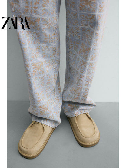 Sapatos masculinos ZARA, lançamento da coleção verão 2026, com detalhes em camurça, bico redondo e plataforma, código 2759620 102.