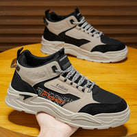 Sapatos masculinos de outono, sapatos de trabalho de cano alto, botas Martin com sola grossa e estilo coreano da moda, sapatos desportivos casuais, botas até ao tornozelo, sapatos modernos
