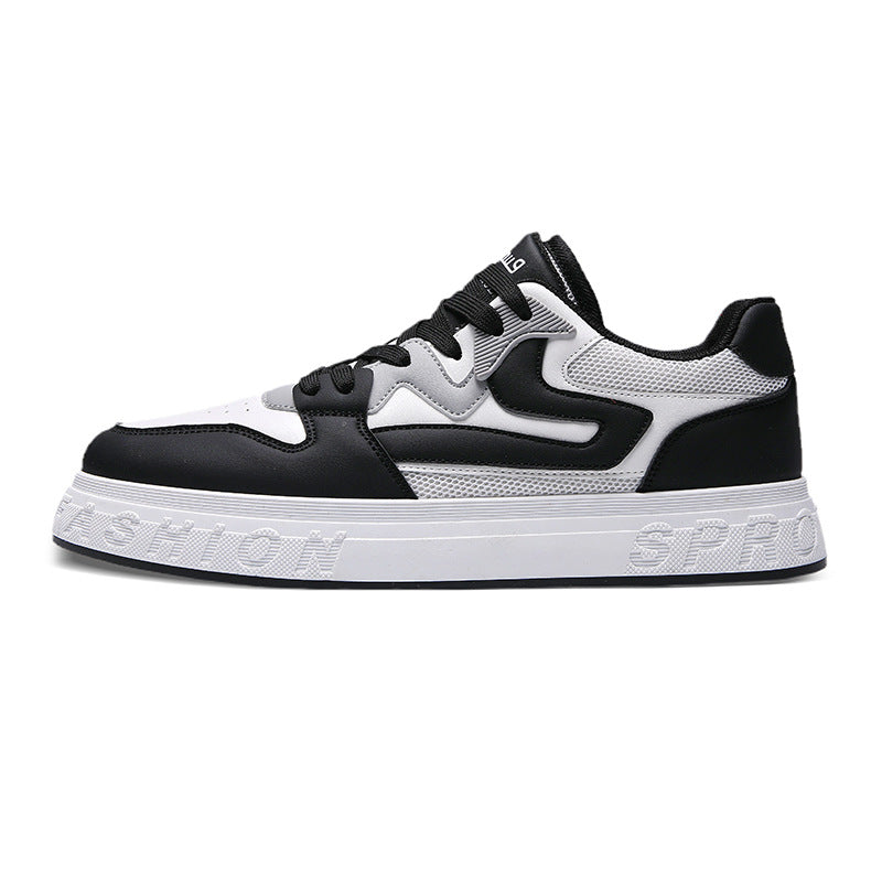 Sapatos de verão masculinos, ténis masculinos de malha respiráveis, sapatos desportivos casuais versáteis em pele preta e branca, sapatos brancos para homens