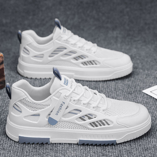 Sapatos de Homem 2024 Novos Sapatos de Rede Respiráveis de Verão Sapatos Casual Versáteis Sola Macia Pequena Calçada Branca Na Moda