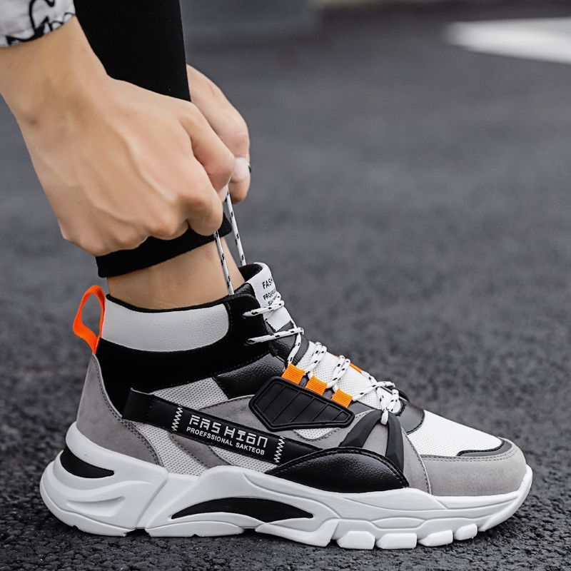 Sapatos masculinos, sapatos novos de cano alto para primavera, sapatos desportivos da moda para homem, sapatos de pai versáteis e respiráveis para homem, sapatos de estudante