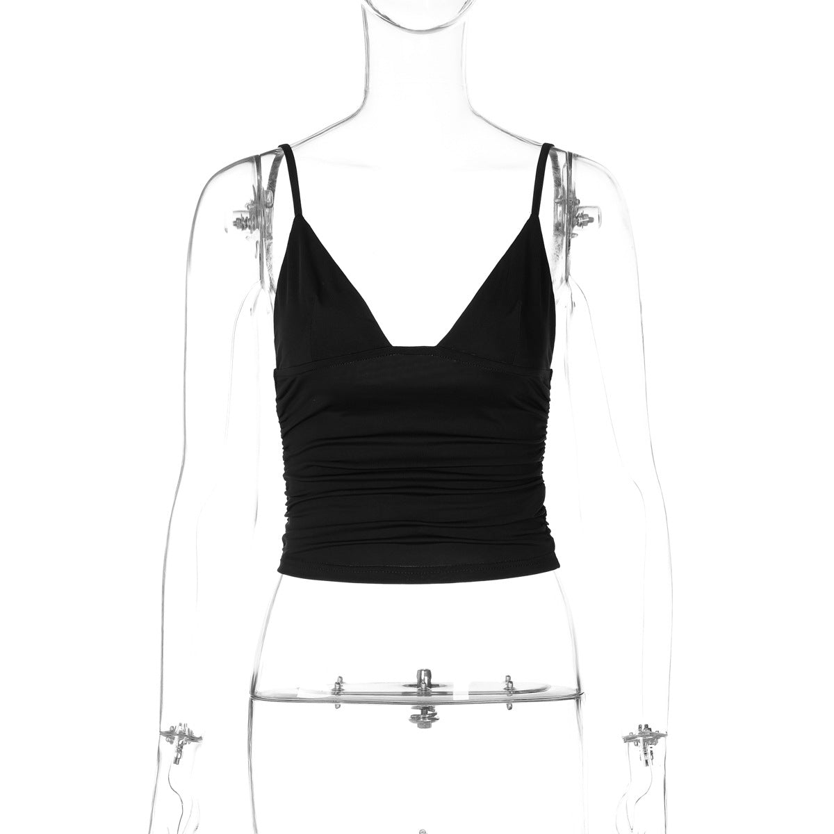 AliExpress INS estilo moda street style sexy de decote em V de cor sólida cropta, versátil slim fit camisola europeia e americana por grosso