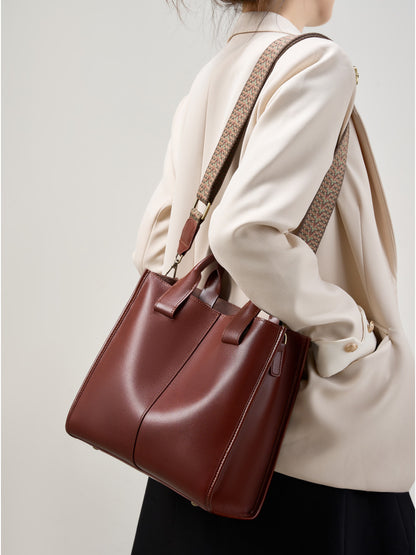 Malas Femininas Tote, Novas Malas Cruzadas Primavera/Verão 2026, Mala de Ombro Único com balde de grande capacidade, Mala Feminina em Pele Genuína