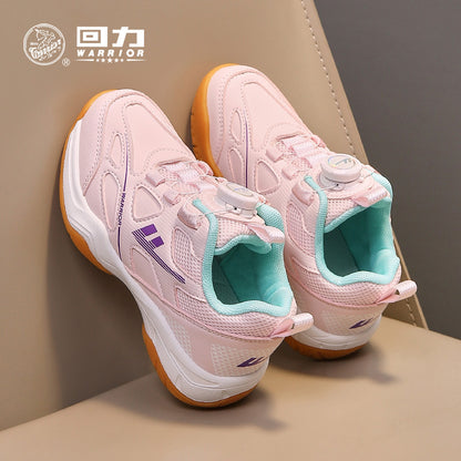 Ténis de couro e cor-de-rosa, sapatos de botão para rapazes e raparigas do outono, sapatos infantis Warrior, sapatos casuais leves para idades dos 6 aos 14 anos