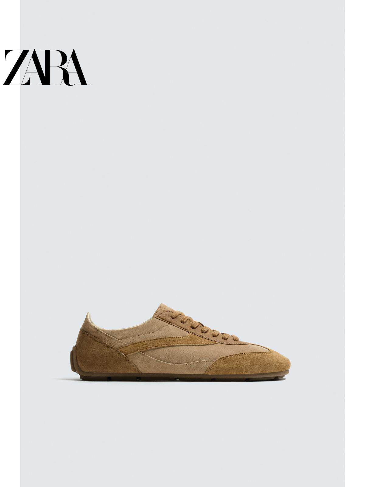 ZARA 2026 Primavera/Verão Sapatos Masculinos, Detalhes em Camurça, Cadarço, Leves, 2292720 107
