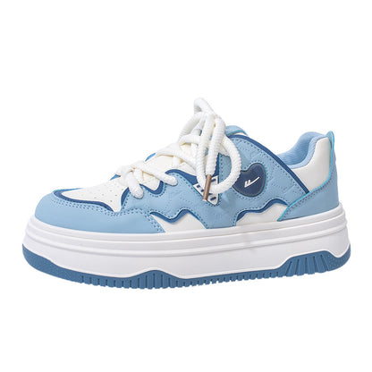 Sapatinas sapatinas versáteis para mulher com blocos de cor Warrior Dopamine, visual alto, design de ténis na moda, sapatos casuais de estilo preppy