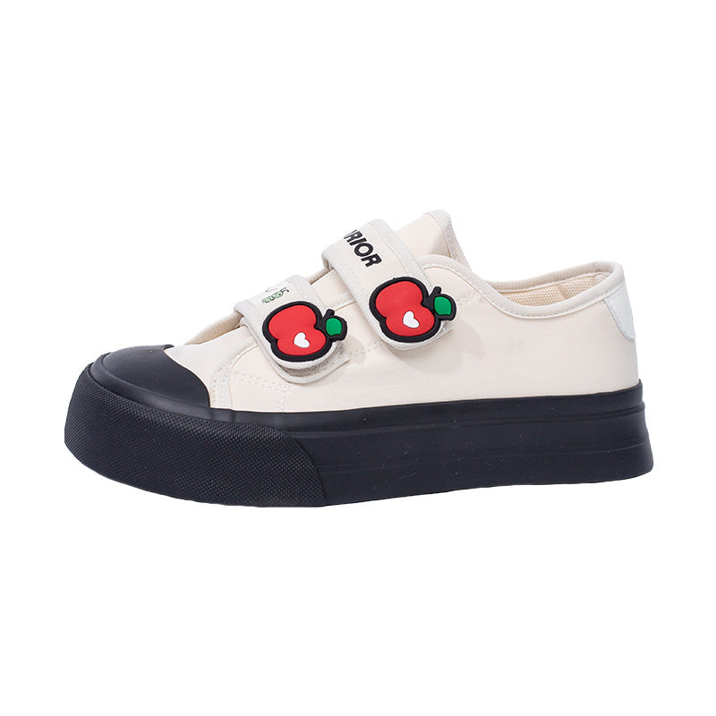 Ténis Warrior Velcro de sola grossa, sapatos juvenis, energéticos, confortáveis, de estudante, fofos e favorecedores, pequenos sapatos de cabeça grande cor-de-rosa morango para mulheres