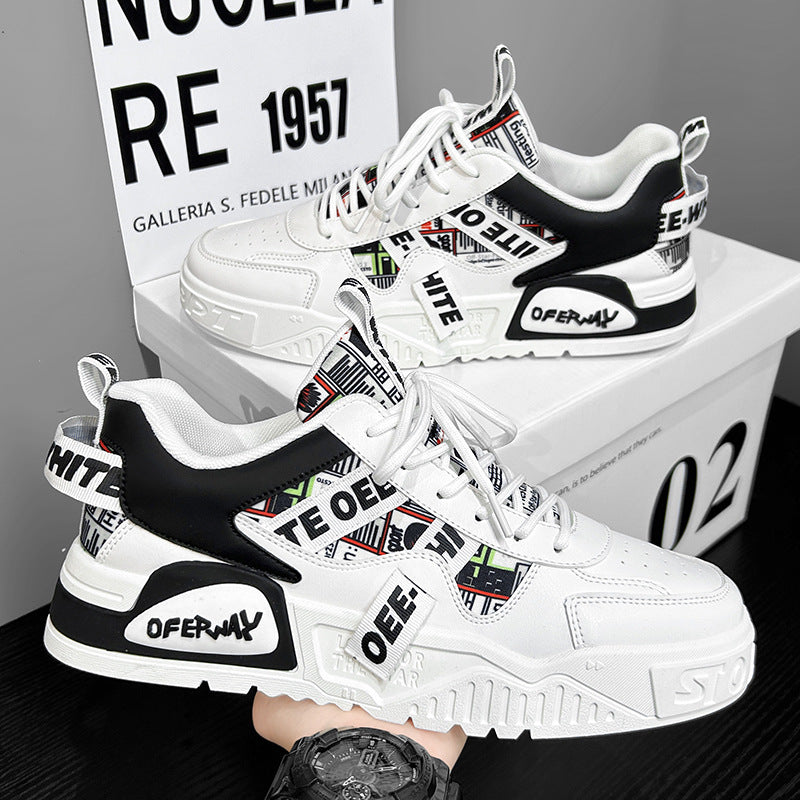 Novos sapatos desportivos casuais casuais e versáteis para estudantes masculinos de verão 2024, sapatos brancos respiráveis que aumentam a altura, sapatos modernos