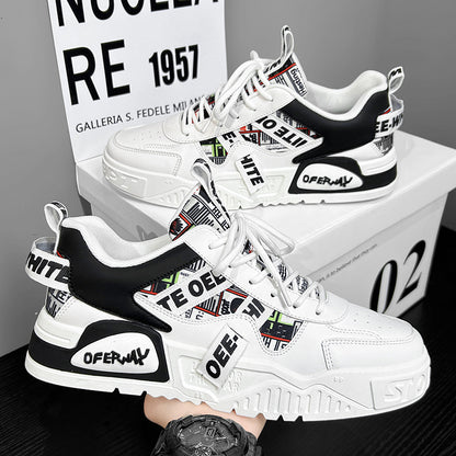 Novos sapatos desportivos casuais casuais e versáteis para estudantes masculinos de verão 2024, sapatos brancos respiráveis que aumentam a altura, sapatos modernos