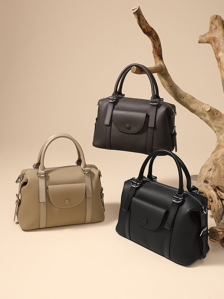 Malas de mão: Novas malas femininas em pele genuína, malas transfronteiriças em pele genuína, malas de ombro de moda versáteis, malas cross-body, malas de deslocação
