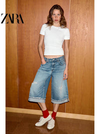 ZARA 2026 Verão Novo Sapatos Femininos Color Block Esportivos com Cadarço Sapatos Rasteiros Leves 5436710 001