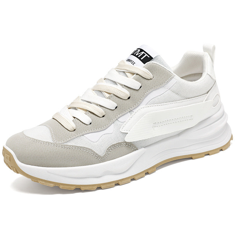 Sapatos masculinos de verão 2025 Novos ténis brancos em rede respirável, sapatos desportivos masculinos, sapatos casuais casuais versáteis coreanos