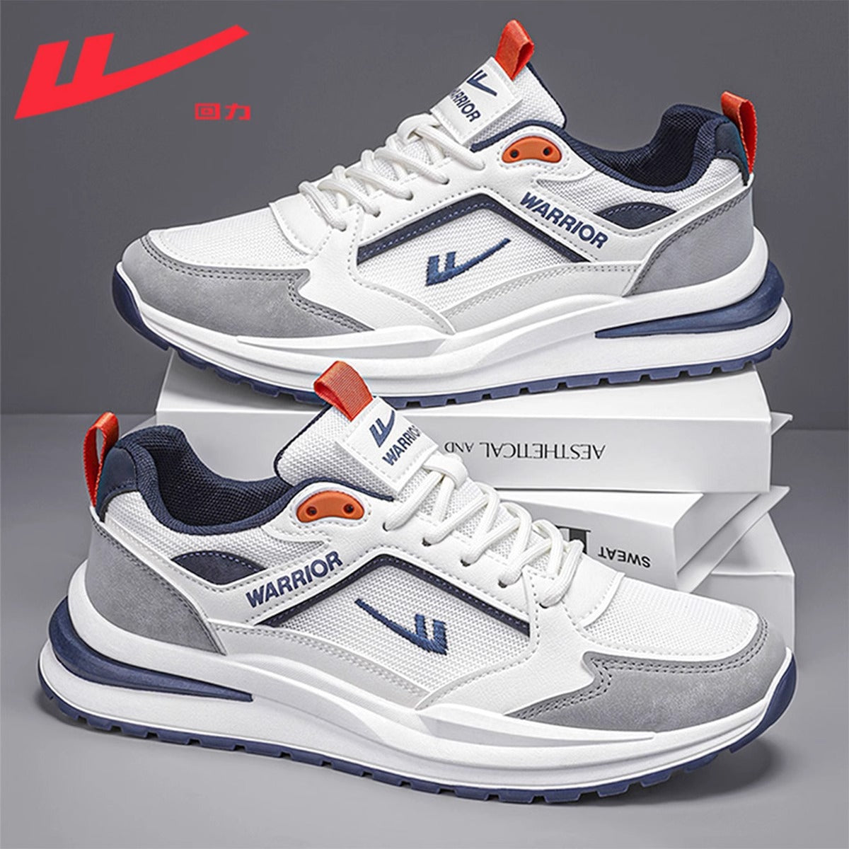 Sapatos masculinos Warrior, ténis estilo primavera/outono, novos sapatos de pai com sola grossa e blocos de cor em 2026, sapatos casuais de rede de homem respiráveis