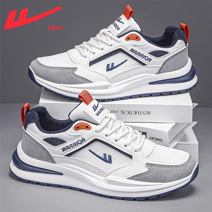 Sapatos masculinos Warrior, ténis estilo primavera/outono, novos sapatos de pai com sola grossa e blocos de cor em 2026, sapatos casuais de rede de homem respiráveis
