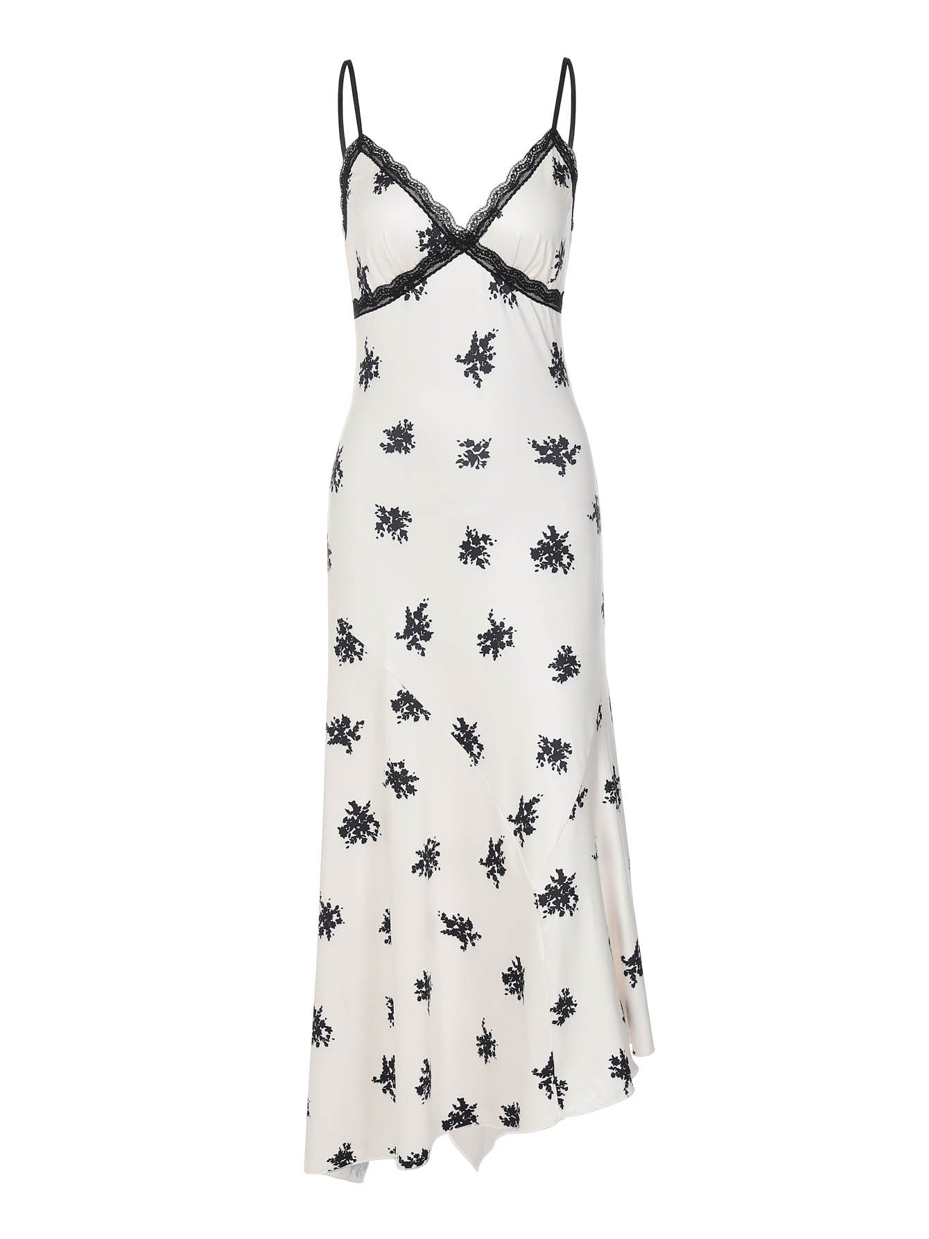 Vestido de moda francês sexy, europeu e americano, com borda em renda, decote em V, estampado em V, ajustado e ajustado para mulheres