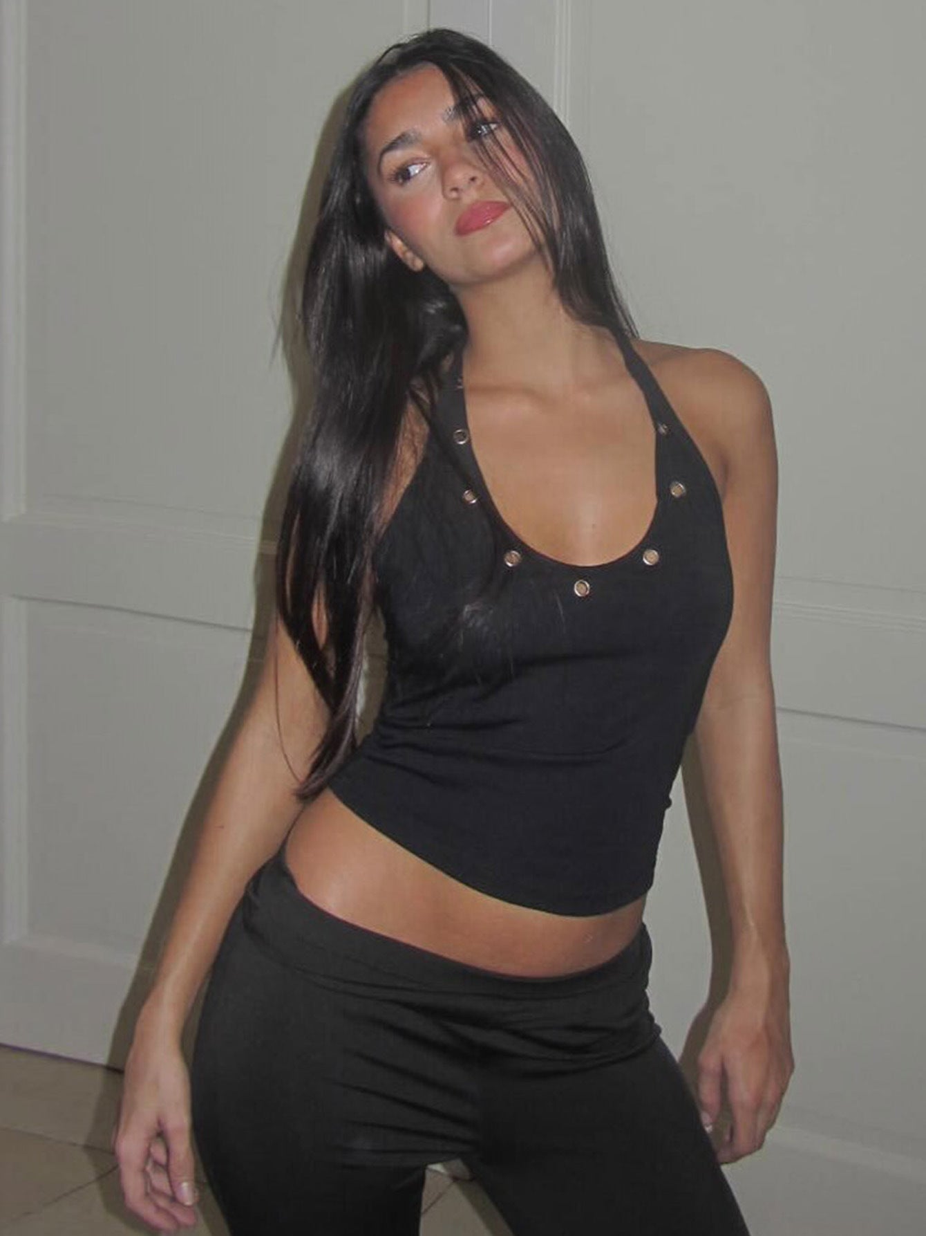 2026 Summer Street Style European & American New Fashion Design de Milho Cor Sólido Hot Girl Style Versátil Camisola de gola haltera