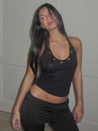 2026 Summer Street Style European & American New Fashion Design de Milho Cor Sólido Hot Girl Style Versátil Camisola de gola haltera