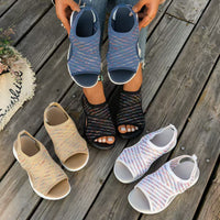 25 Summer New Foreign Trade Plus Size Cross-fronteriço Moda Europeia e Americana Sandálias Flyknit Amazon Flyknit Outside-Fishmouth