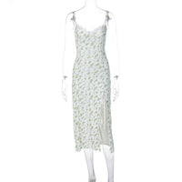 Vestido Feminino de Moda Europeia e Americana 2026 Verão Quente, Pequeno Vestido Floral Split Slit Strap Amazon Comércio Exterior Roupa Feminina por Grosso