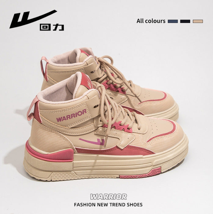 Sapatos plataforma Warrior com blocos de cor, ténis confortáveis, sapatos simples simples de mola alta, sapatos versáteis de estilo universitário para o dia a dia