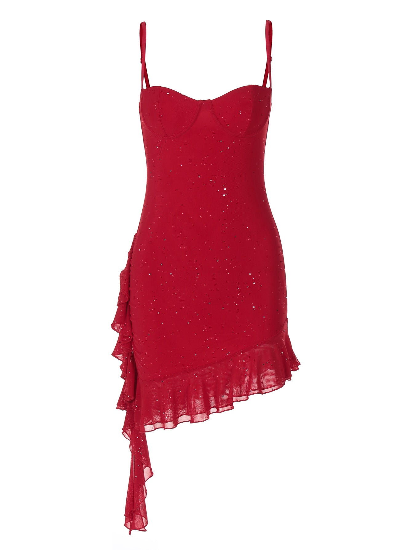 Vestido slip de lantejoulas com folhos, um bestseller ultrafronteiriço da Amazon, novo e justo ao corpo, sexy com folhos e lantejoulas para mulheres