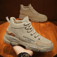 Botas Martin de Homem Verão Novos Sapatos de Trabalho Duráveis Antiderrapantes, Sapatos Masculinos de Outdoor de Cano Alto, Sapatos Casuais ao estilo Britânico