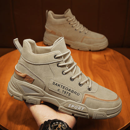 Botas Martin de Homem Verão Novos Sapatos de Trabalho Duráveis Antiderrapantes, Sapatos Masculinos de Outdoor de Cano Alto, Sapatos Casuais ao estilo Britânico