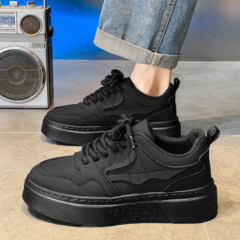 Ténis masculinos totalmente pretos, trabalho de verão em restaurantes, sapatos desportivos casuais resistentes ao desgaste, sapatos masculinos versáteis de sola grossa