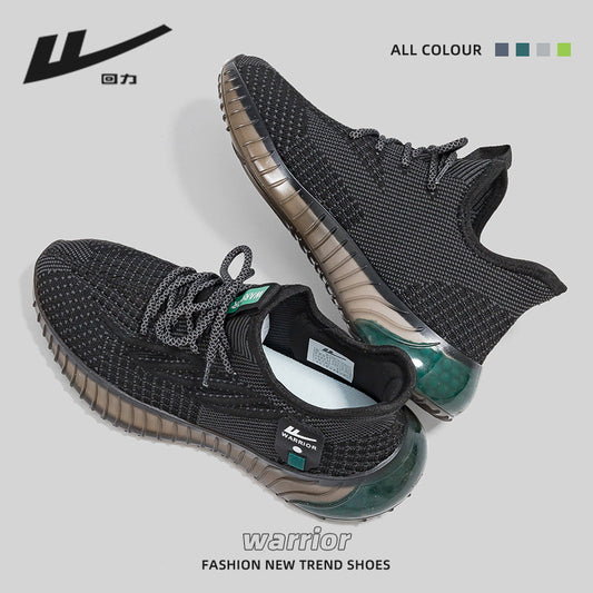 Sapatilhas casuais Warrior com malha minimalista com blocos de cor, sapatilhas masculinas versáteis e confortáveis, sapatilhas desportivas casuais de alta aparência