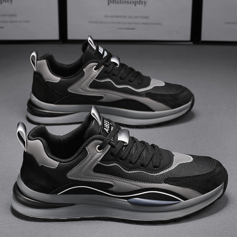 Sapatos desportivos masculinos, primavera 2024 novos sapatos casuais de pai em pele Agum, segurança no trabalho, sapatos modernos