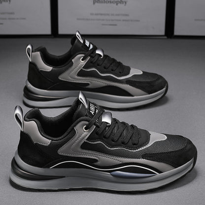 Sapatos desportivos masculinos, primavera 2024 novos sapatos casuais de pai em pele Agum, segurança no trabalho, sapatos modernos