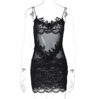 Moda INS europeia e americana, novo vestido sexy e picante de rapariga, renda transparente, justo ao corpo, renda ajustada às ancas para mulheres