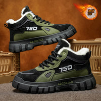 Sapatos de caminhada de trabalho de cabo alto forrados a polar de inverno 2025, botas desportivas de algodão de neve resistentes ao desgaste masculino