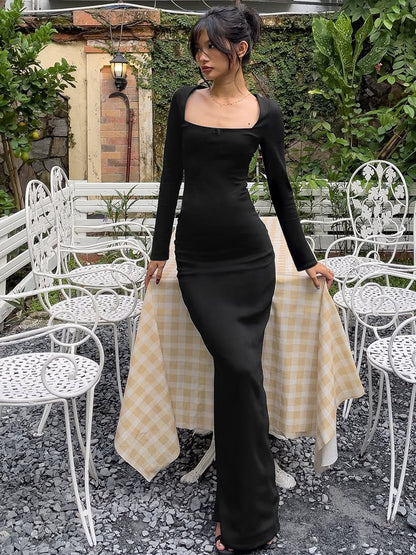 Vestido Decorativo Retallado de Verão Feminino Transfronteiriço de Verão de Cor Sólida Slim, de decote longo e decote em U, Patchwork