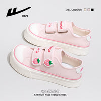 Ténis Warrior Velcro de sola grossa, sapatos juvenis, energéticos, confortáveis, de estudante, fofos e favorecedores, pequenos sapatos de cabeça grande cor-de-rosa morango para mulheres