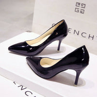 Saltos altos altos European Station Nude Stilet, sapatilhas de trabalho pretas com bico pontiagudo, sapatos plus size azuis em verniz feminino, sapatos vermelhos de casamento